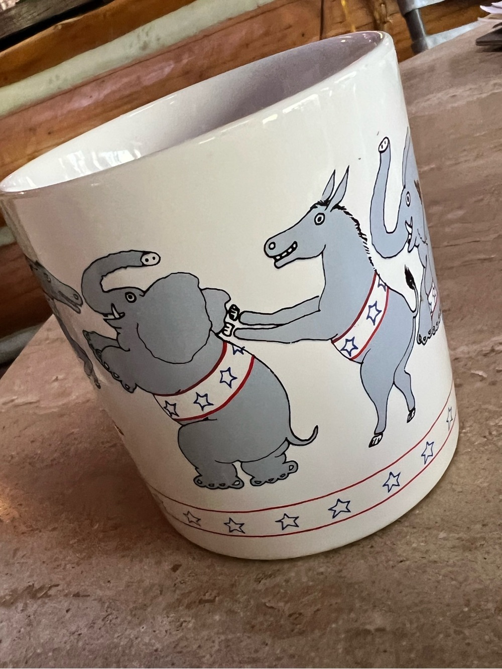 Rare Vintage Taylor&NG 1979 coffee cup mug, Democrat donkeys republican elephant